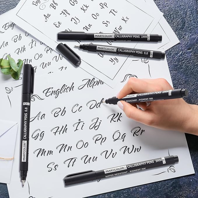 Calligraphy Pens, 9 Size Calligraphy Pens for Writing, Brush Pen Calligraphy Set for Beginners, Calligraphy Brush Pens, Hand Lettering Pen for Art Drawing, Sketching, Scrapbooking