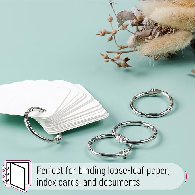 Mr. Pen- Loose Leaf Binder Ring, 40 Pack, Binder Rings 1 Inch, Metal Rings for Index Cards