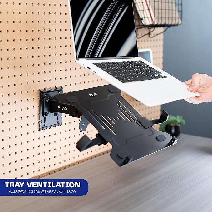 VIVO Pegboard Compatible 10 to 15.6 inch Laptop Mount Holder, Adjustable Notebook Tray, MOUNT-PB2L