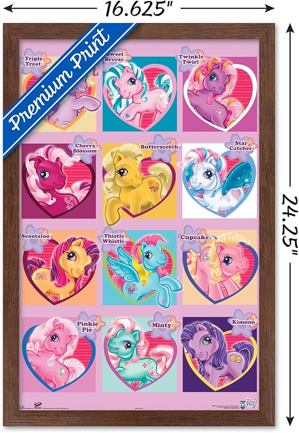 Trends International Hasbro My Little Pony - Chart Wall Poster, 14.725" x 22.375", Mahogany Framed Version
