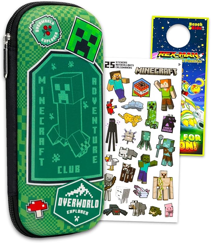 Minecraft Pencil Case - Video Game Stationery Bundle with Pencil Holder, Stickers, More | Minecraft School Supplies for Kids, Boys, Girls