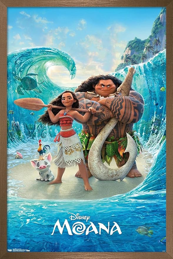 Disney Moana - Ocean Floor Wall Poster, 34L" x 22.4W", Bronze Framed Version