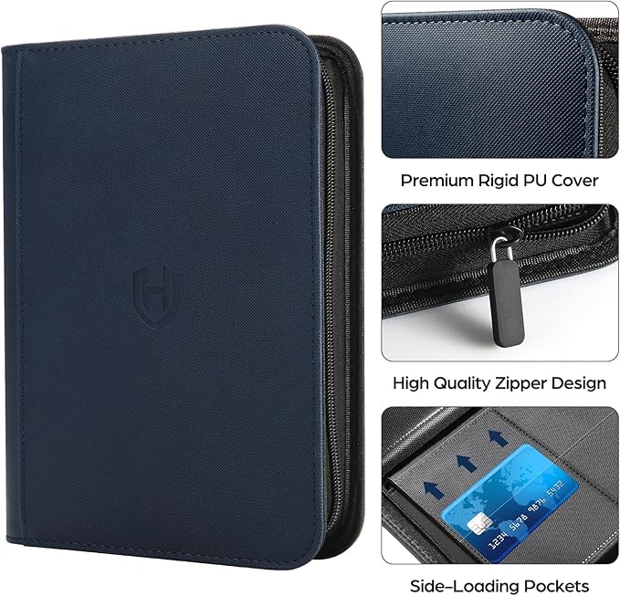 Card Binder 12 Pocket with Zipper, 816 Pockets Trading Card Holder Book, Premium PU Cover Zip Folder Binder, Side Loading Carrying Case Binder Album for TCG, MTG, Sports Cards, Game Cards