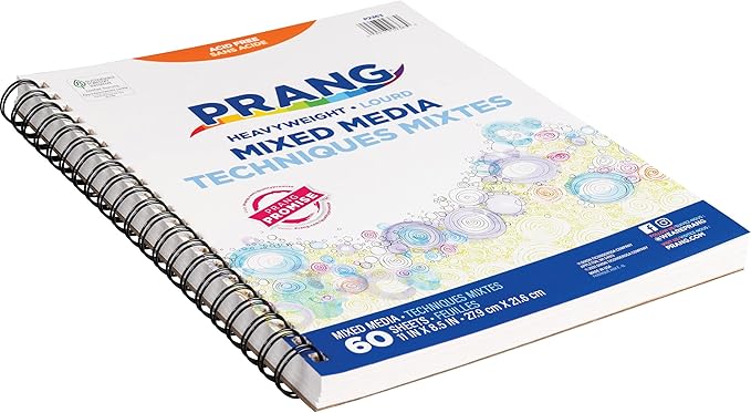 Prang (Formerly Art Street) Mixed Media Journal,Heavyweight,8.5" x 11",60 Sheets,(Pack of 12)