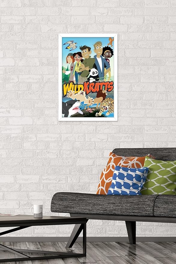 Wild Kratts - Group Wall Poster, 22.4L" x 14.7W", White Framed Version
