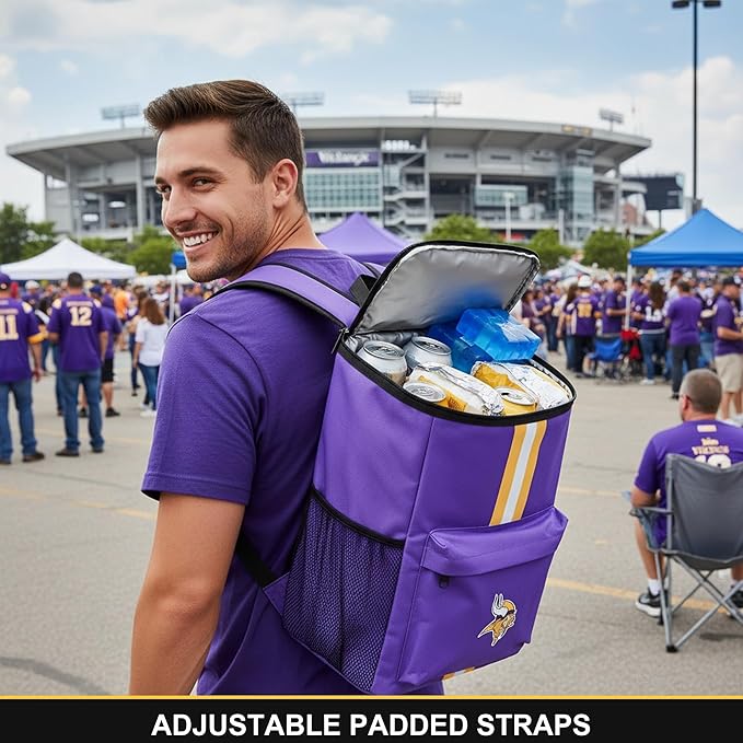 Cooler Backpack – Portable Soft Sided Ice Chest – Insulated Bag Holds 36 Cans - Football Gear – Show Your Team Spirit with Officially Licensed Fan Gear