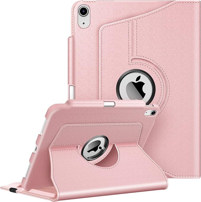 Fintie Rotating Case for iPad (A16) 11th Generation 11 Inch (2025), iPad 10th Generation 10.9 Inch (2022) - [Built-in Pencil Holder] 360 Degree Rotating Protective Stand Cover, Rose Gold