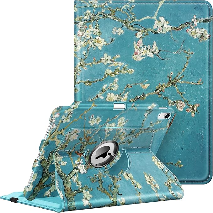 Fintie Rotating Case for iPad (A16) 11th Generation 11 Inch (2025), iPad 10th Generation 10.9 Inch (2022) - [Built-in Pencil Holder] 360 Degree Rotating Protective Stand Cover, Blossom