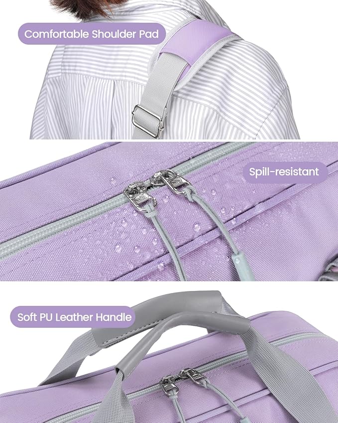 3 Inch 3 Ring Zipper Binder with Shoulder Strap & Handle & Multi-Pocket - 3" Binder with Zipper for School, Compatible with 13-Inch MacBook/Tablet -Patent Design Purple