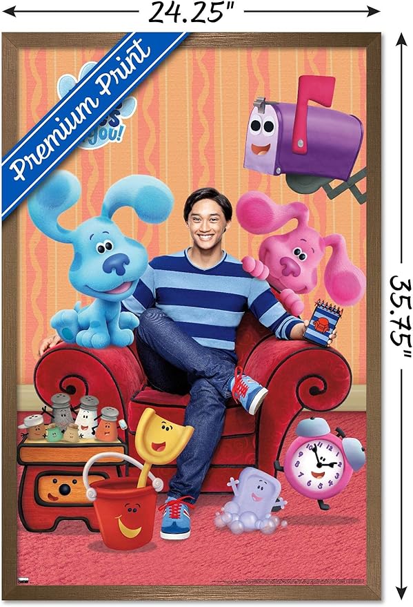 Nickelodeon Blue's Clues - Group Wall Poster, 34L" x 22.4W", Bronze Framed Version