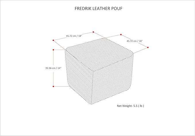 SIMPLIHOME Fredrik Square Pouf - 18 inch Wide Genuine Woven Leather Ottoman in Dark Blue, Boho-Style Footstool or Extra Seating for Living Room or Bedroom with Polystyrene Bead Filling, Assembled