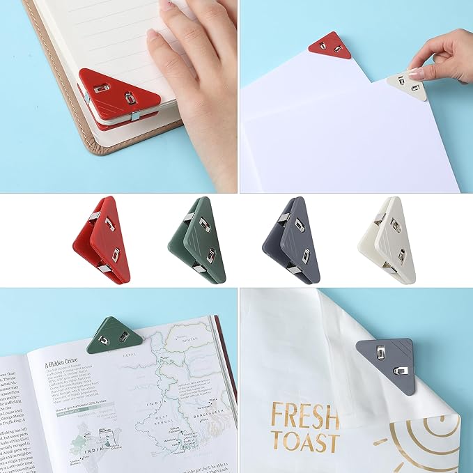 Mr. Pen- Corner Paper Clips, 20Pack, 4 Colors, Triangular File Corner Clip