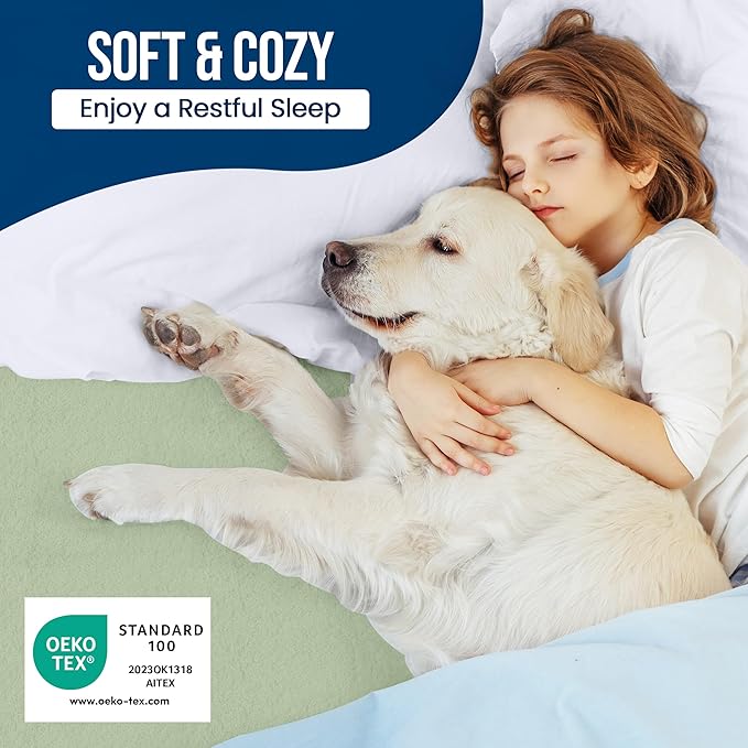 Utopia Bedding Waterproof Mattress Protector King Size, Premium 200 GSM Terry Mattress Cover, Soft & Breathable Bed Cover, Fitted Sheet Style with Stretchable Deep Pockets 17" (Sage)