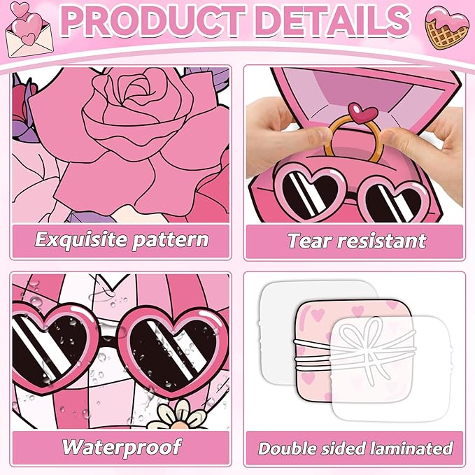 Valentine's Day Bulletin Board Decorations Set Pink Love Heart Paper Cutouts for Happy Valentine's Day Classroom Decorations Valentines Bulletin Board for School Home Classroom Chalkboard Wall Decor