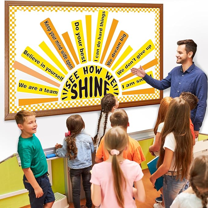 Summer Bulletin Board Set Classroom Affirmation Station Sunshine Decorations, Motivational Positive Wall Decor, Growth Mindset Mental Health Posters for Teachers School Supplies