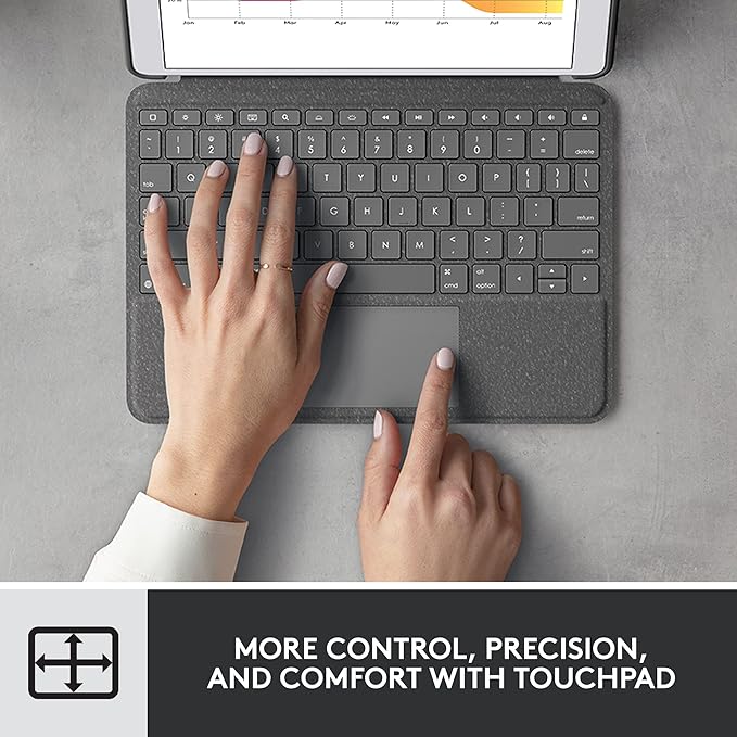 Logitech Combo Touch Keyboard Case for iPad (7th gen - 2019 | 8th gen - 2020 | 9th gen - 2021) + Logitech Crayon Orange Digital Pencil for all iPads (2018 Releases and Later)