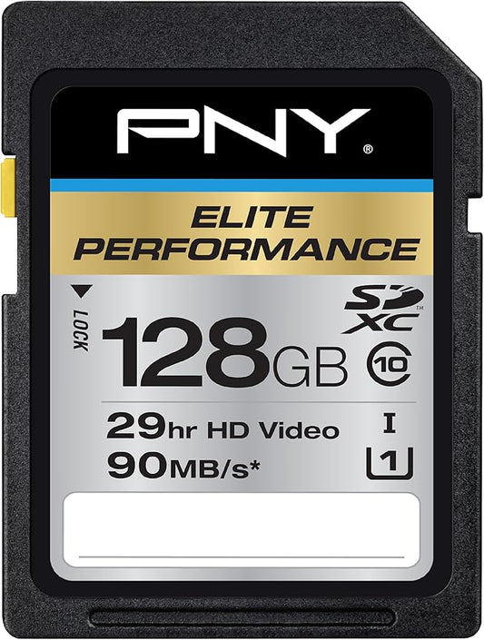 PNY Elite Performance 128GB High Speed SDXC Class 10 UHS-I, U3 Up to 95MB/sec Flash Card - P-SDX128U1H-GE