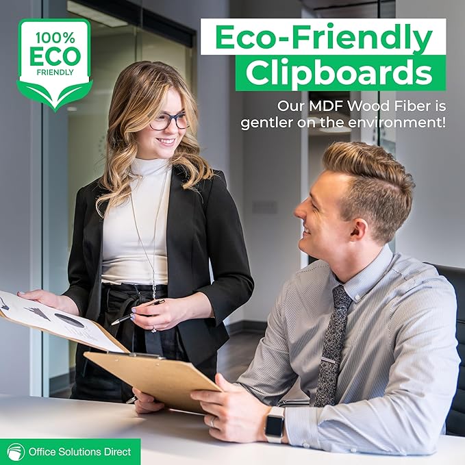 Letter Size Clipboards with Low Profile Clip (Set of 5) - Wood Clipboards Bulk 5 Pack, Heavy Duty Clipboard, Back to School Teacher Classroom Supplies, School Supplies for College Students