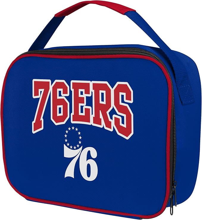 FOCO NBA Unisex-Adult Officially Licensed Wordmark Team Color Big Logo Basketball Zip Closure 7L Lunch Bag - Philadelphia 76ers