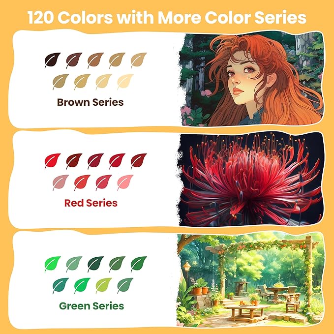 Caliart 120 Colors Gel Pens, Colored Neon Glitter Pen Set for Coloring Books, 40% More Ink Fine Point, Gifts for Adults Drawing Journaling Scrapbook Art Supplies