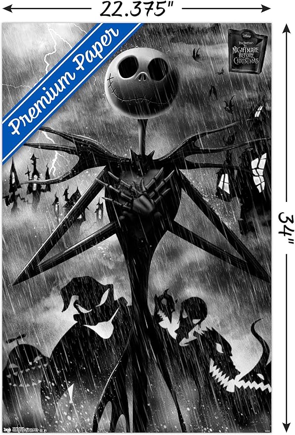 Trends International Disney Tim Burton's The Nightmare Before Christmas - Shadows Wall Poster, 34L x 22.4W, Premium Poster & Mount Bundle
