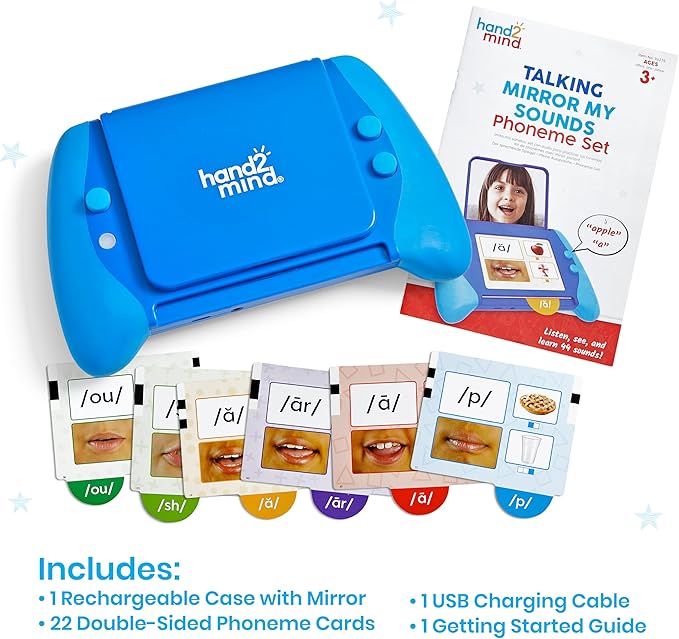 hand2mind Talking Mirror My Sounds Phoneme Set, Phonemic Awareness, Speech Therapy Materials, Phonics Manipulatives, Toddler Talking Flash Cards, Letter Sounds, Preschool Learning Activities