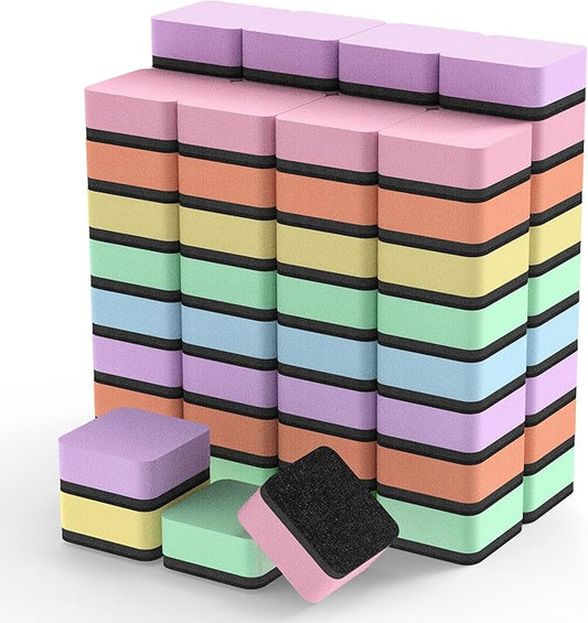 MaxGear 72 Pack Whiteboard Erasers, Magnetic Dry Erase Erasers for Classroom, Mini Whiteboard Cleaning Pads, Chalkboard Wiper Teacher Supplies for School, Office, Home, 6 Macaron Color Set, 2 x 2 Inch