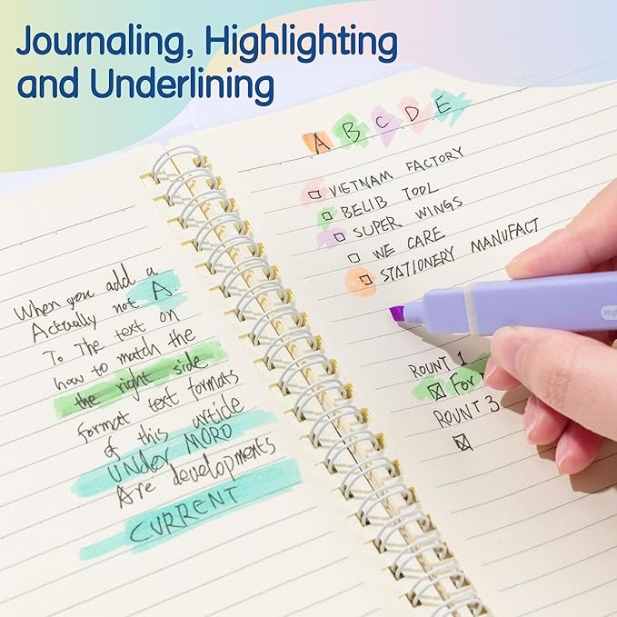 deli Aesthetic Highlighters And Gel Pens,10 Pack, No Bleed Bible Highlighters, Assorted Color, Black Ink Gel Pens, Dry Fast For Bibles Journaling Planner Notes