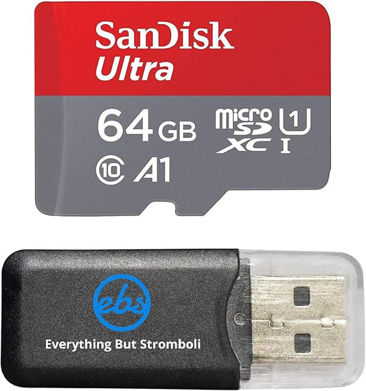 SanDisk 64GB Ultra Micro SDXC Memory Card Bundle Works with Samsung Galaxy J7 (2017), J7 (2018), J7 V (2018) Phone UHS-I Class 10 (SDSQUAR-064G-GN6MN) Plus Everything But Stromboli (TM) Card Reader