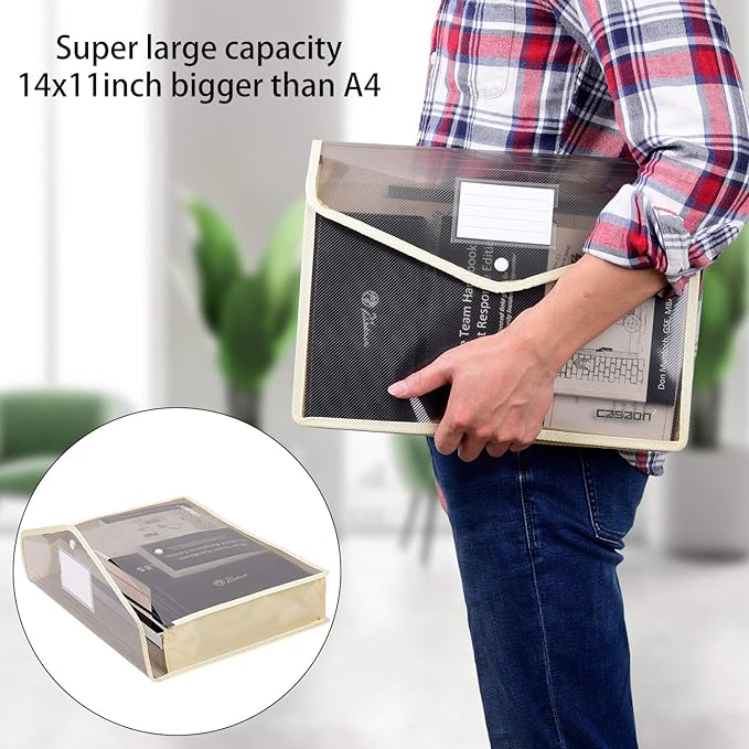 7 Pack B4 Plastic File Folders Waterproof Transparent Expandable File Folder - Purple&Pink&Yellow&Green&White&Blue&Black