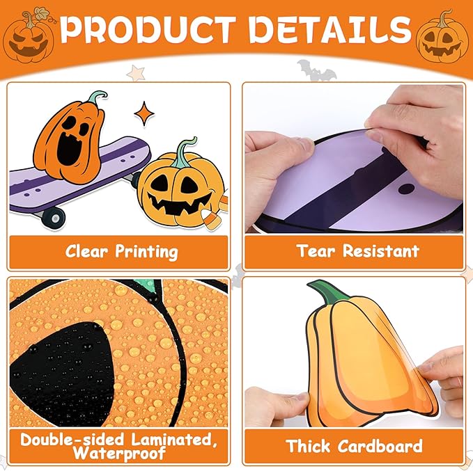 Halloween Bulletin Board Decorations Cute Ghost Pumpkin Bat Bulletin Board Set Spooky Funny Creepin' It Real Paper Cutouts for Halloween Holiday School Classroom Home Wall Decor Supplies