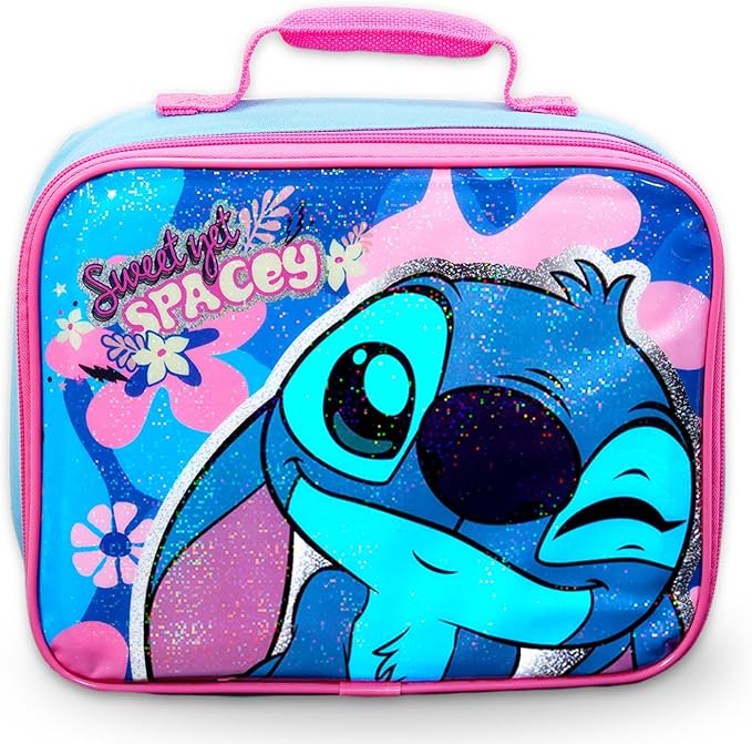 Disney Stitch Backpack and Lunchbox for Girls - Bundle with 16" Backpack, Lunch Box, Water Bottle, Stickers, More | Lilo and Stitch School Bag and Lunch Bag for Kids