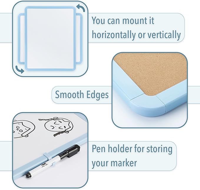 Mr. Pen- Dry Erase Board, 14” x 11” with a Black Dry Erase Marker, Small Mini White Board for Students