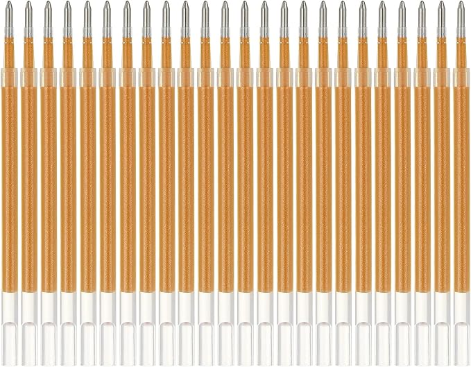 PATIKIL Gel Pen Refills,24 Pcs 0.8mm Medium Point Glitter Coloring Gel Ink Pen Replace Refills for Retractable Click Pens Writing Drawing Doodling Office Study Classroom Supplies,Gold Tone