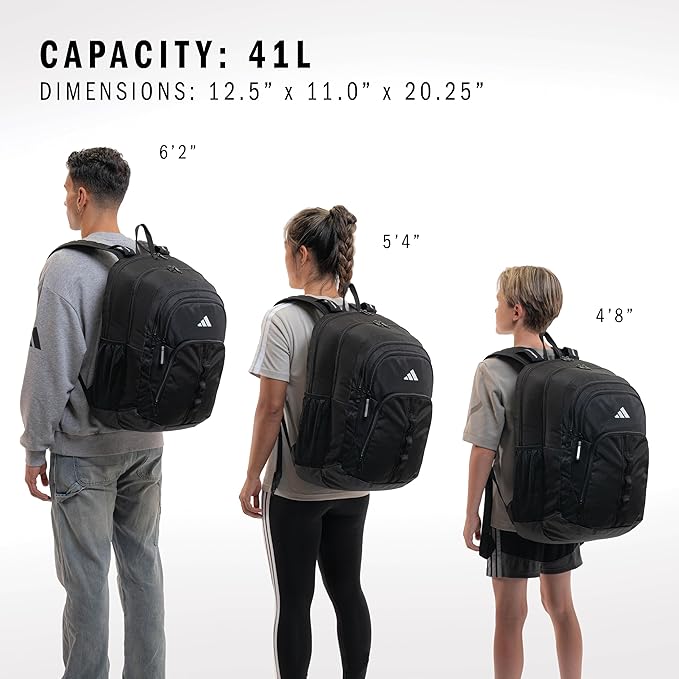 adidas Prime Backpack for Work, Travel Bag for Women and Men with Padded Compartment for Laptop