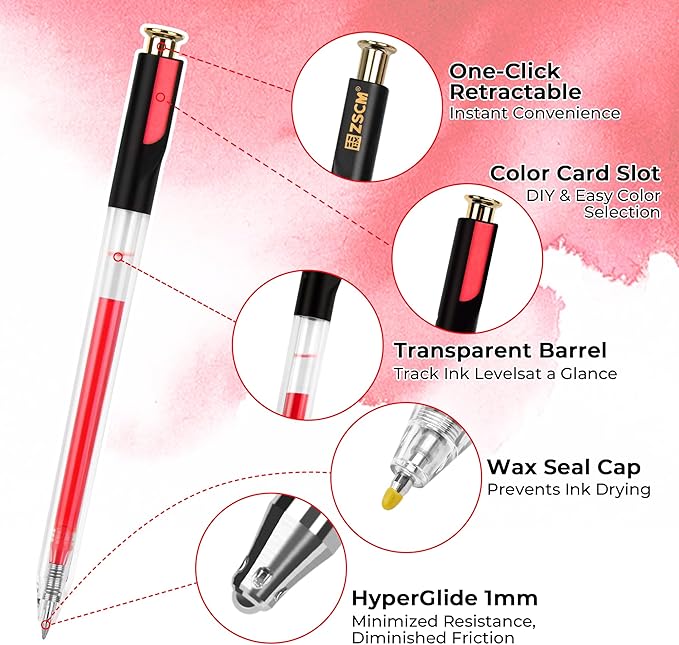 Retractable Neon Gel Pens, 7 Colors Large Capacity Ultra Fluorescent Gel Ink Pens for Adult Coloring, 1.0 mm Fine Point Smooth Writing Color Pen for Highlighting Note Taking Aesthetic Art Supplies