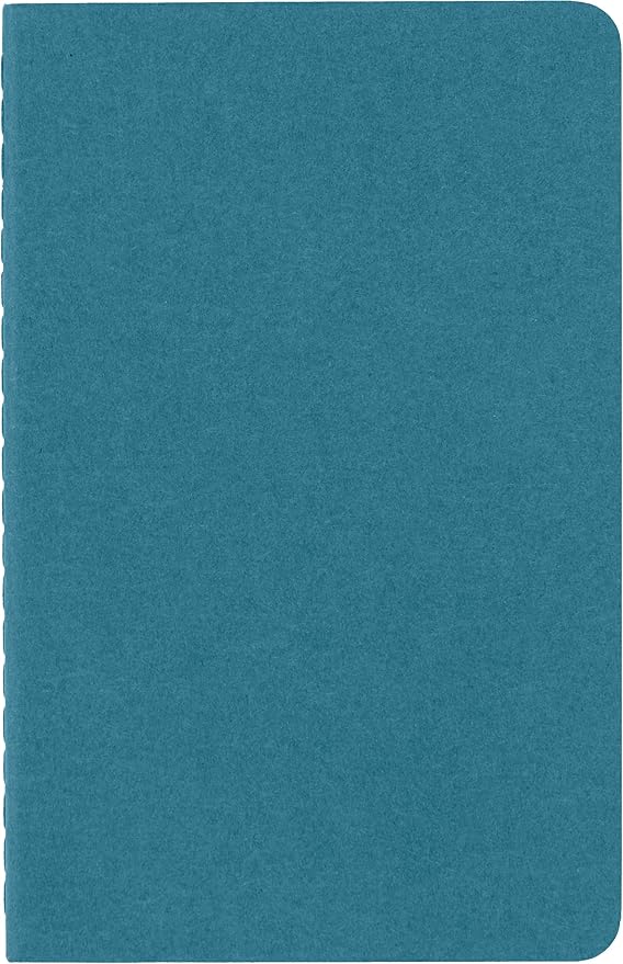 Moleskine Cahier Journal, Soft Cover, Pocket (3.5" x 5.5") Ruled/Lined, Brisk Blue, 64 Pages (Set of 3)