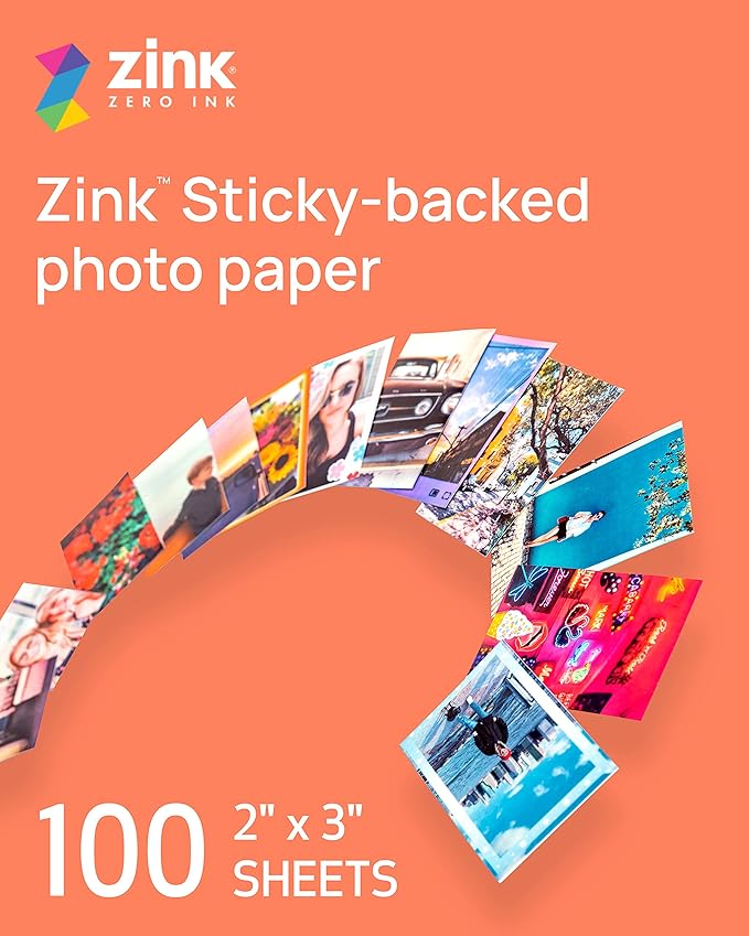 Canon Ivy Zink 2" x 3" Photo Sticker Paper 100 Sheets Pack