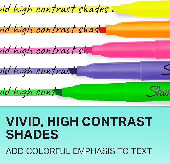 Sharpie Pocket Highlighters, Chisel Tip, Assorted Colors, 24 Count - Back to School, Office, Teacher Supplies