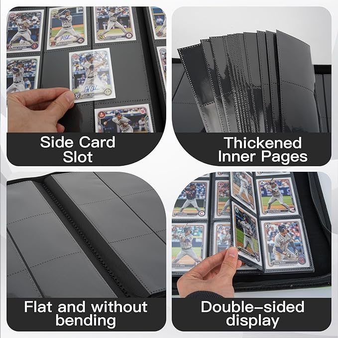 Premium Card Binder 12 Pocket for 720 Pockets Trading Card Binder, PU Zipper Card Collection Album, Book Holder for MTG, TCG, Game Cards, Sports Cards(Red)