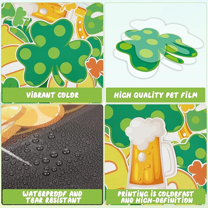 155PCS St.Patrick's Day Bulletin Board Decoration Set Shamrock Bulletin Board Decoration Kindness is Golden Cutouts for Bulletin Board St.Patrick’s Party Supply Classroom Chalkboard Wall Decor
