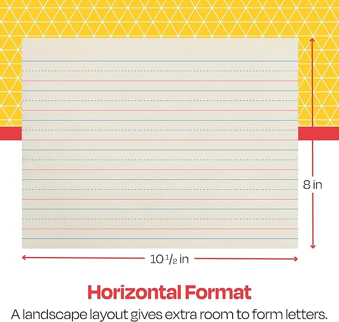 School Smart Zaner-Bloser Writing Paper, Handwriting Practice Lined Paper, Grade 2 to 3 Learning, 1/2 Inch Rule, 10-1/2 x 8 Inches, 500 Sheets