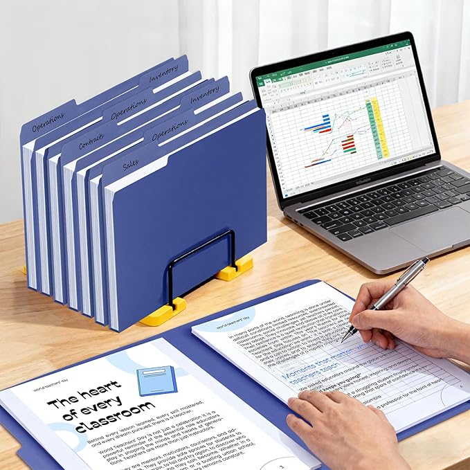 100-Pack Color File Folders, 1/3 Cut Tab, Letter Size Manilla Folder for School/Office/Classroom, Blue