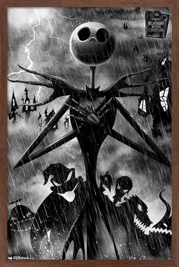 Trends International Disney Tim Burton's The Nightmare Before Christmas - Shadows Wall Poster, 22.4L x 14.7W, Mahogany Framed Version