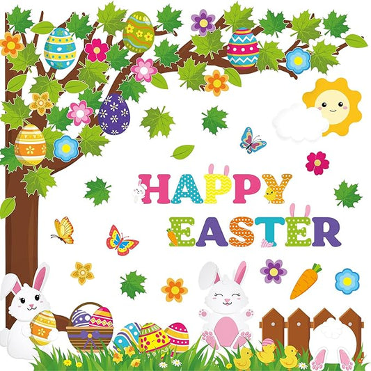 Pasimy Easter Bulletin Board Decorations Set Christian Easter Classroom Decorations Easter Bunny Egg Paper Cut Outs for School Nursery Spring Easter Birthday Party Supplies(Easter Egg)