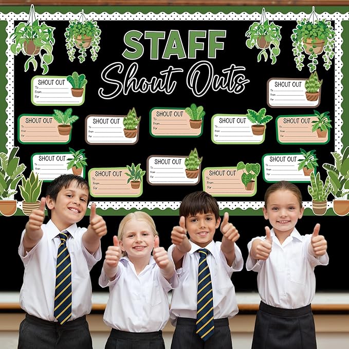 Plant Theme Staff Shout Outs Bulletin Board Decorations Spring Plants Staff Shout Outs Bulletin Board Set Appreciation and Recognition DIY Craft Cutouts for Back to School Classroom Door Decor Supplie