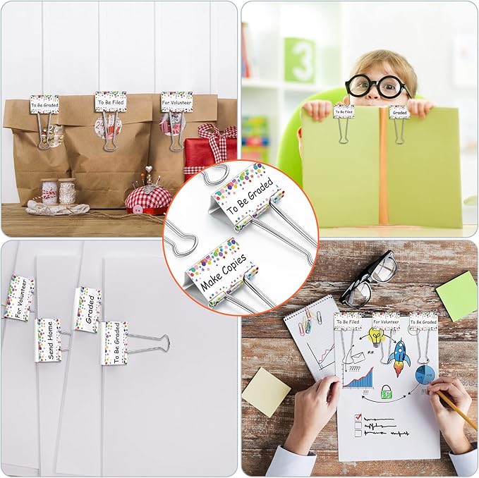 Tenare 6 Pieces Teacher Essentials Large Binder Clips 2 Inches Teacher Binder Paper Clips Office Back to School Gifts Classroom Supplies Management Supplies(Cute Things to Do)