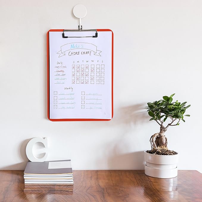 Mr. Pen- Plastic Clipboard, 12.5” x 9”, Red, Clipboard Plastic, Low-Profile Metal Clip with Retractable Hanging Hole