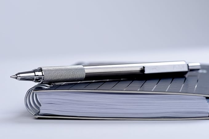 Zebra Pen F-701 Ballpoint Black Ink Fine Point 0.8mm Pen, Heavy Duty, Durable Stainless Steel Barrel, Knurled Grip, Silent Retractable Plunger, Ideal for Tactical Use, 1-Pack (29411)