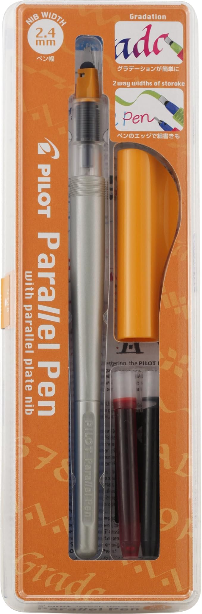 Pilot Parallel Calligraphy Pen Set, 2.4mm Nib with Black and Red Ink Cartridges (90051)